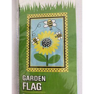 True Living Large 28" X 40" Bumble Bee Sunflower Porch Yard Flag Yellow NEW